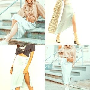 NWT free People Lola slit asymmetrical midi skirt